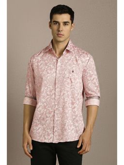Louis Philippe - Men Pink Floral Printed Full Sleeves Casual Shirt