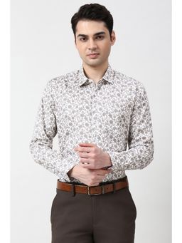 Peter England - Men Grey Nuvo Fit Full Sleeves Formal Shirt