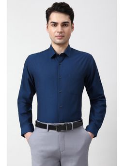 Peter England - Men Navy Blue Slim Fit Full Sleeves Formal Shirt