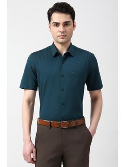 Peter England - Men Teal Nuvo Fit Half Sleeves Formal Shirt
