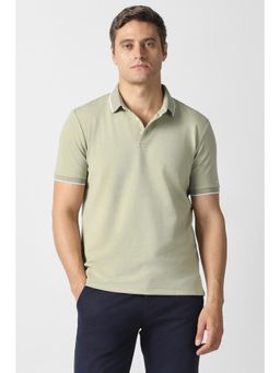 Van Heusen - Men Olive Solid Polo T-Shirt