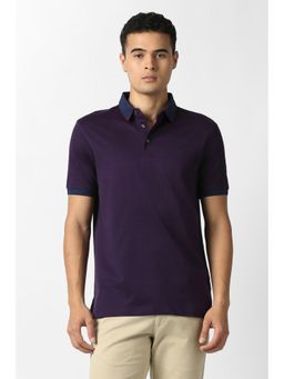Van Heusen - Men Purple Textured Polo T-Shirt