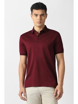 Van Heusen - Men Maroon Textured Polo T-Shirt