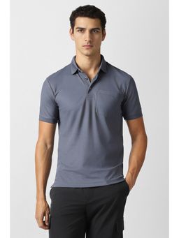 Van Heusen - Men Grey Textured Polo T-Shirt