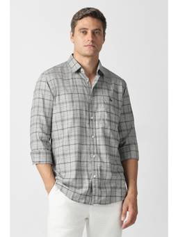 Van Heusen - Men Grey Check Full Sleeves Casual Shirt