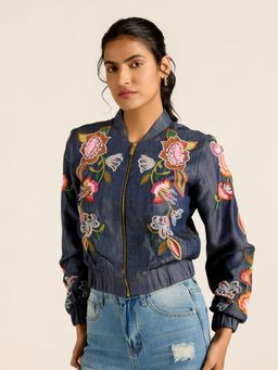 Label Ritu Kumar - Blue Alanna Full Sleeves Jacket