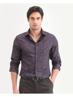 Rare Rabbit - Purple Floral Printed Regular Shirt