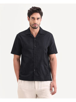Rare Rabbit - Black Textured Regular Shirt