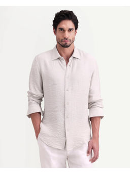 Rare Rabbit - Beige Textured Regular Shirt