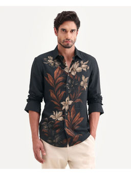 Rare Rabbit - Black Floral Regular Shirt