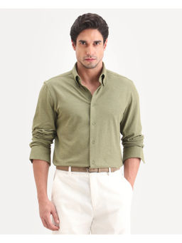 Rare Rabbit - Green Solid/Plain Regular Shirt