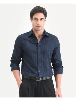 Rare Rabbit - Navy Blue Checks Regular Shirt