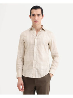 Rare Rabbit - Beige Checks Regular Shirt