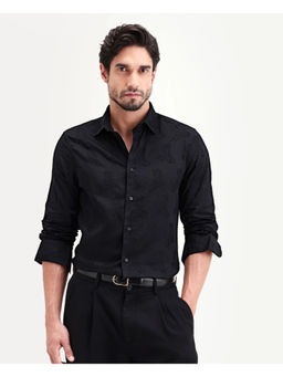 Rare Rabbit - Black Textured Regular Shirt