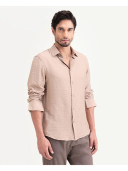 Rare Rabbit - Beige Textured Regular Shirt