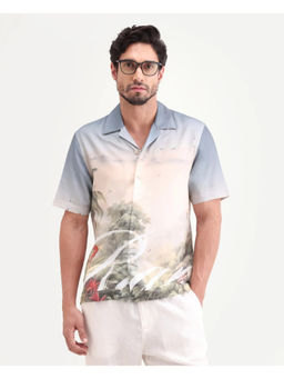 Rare Rabbit - Peach Printed Regular Shirt