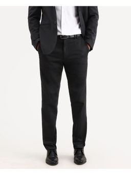 Rare Rabbit - Black Solid/Plain Regular Trouser
