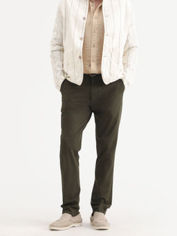 Rare Rabbit - Olive Solid/Plain Regular Trouser