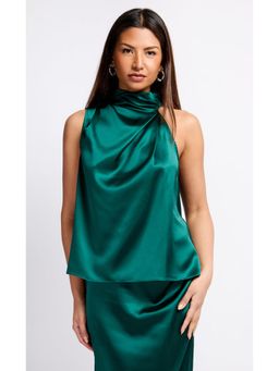 Little Mistress - Green Satin Drape Top
