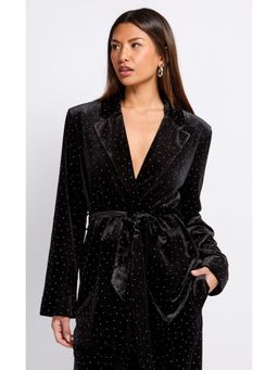 Little Mistress - Black Velvet and Silver Diamante Blazer with Belt (Set of 2)