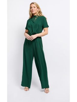 Little Mistress - Green Drape Detail Jumpsuit