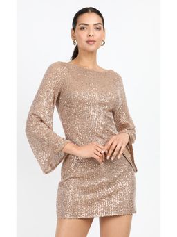 Little Mistress - Champagne Sequin Backless Mini Dress