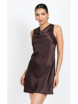 Little Mistress - Chocolate Satin Mini Dress