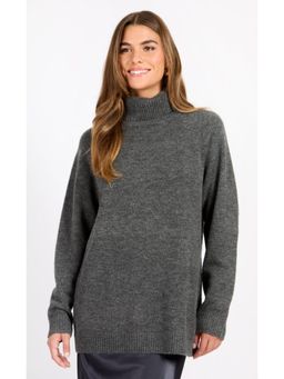 Little Mistress - Grey Satin Cowl Neck Sweatshirt