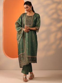 Libas - Green Yoke Design Kurta with Pant and Dupatta