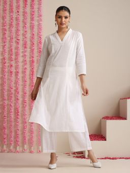 Swtantra - White Cotton Slub Solid Co-Ord