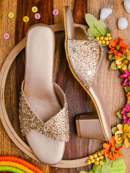 NR by Nidhi Rathi - Embellished Gold Heels