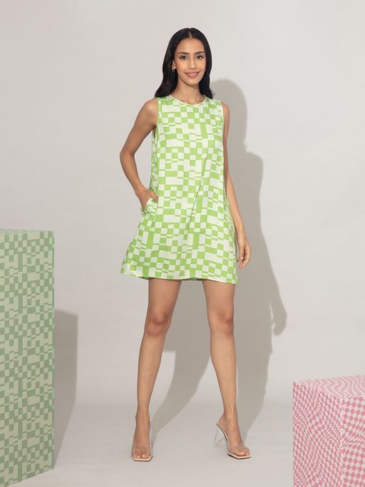 Buy Twenty Dresses by Nykaa Fashion Green Geometric Printed Shift Short  Dress Online
