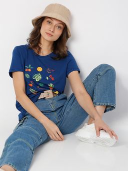 VERO MODA - Women Printed Blue T-shirt