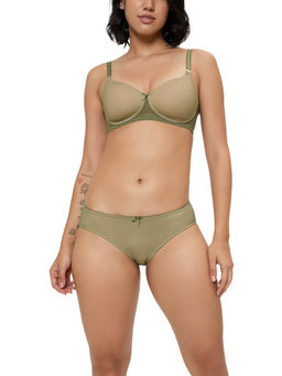 Triumph - Olive Triumph Stripe Mesh Spotlight Midi Brief with Cotton Comfort