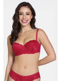 Zivame - Red Padded High Wired 3/4th Coverage Strapless Bra - Cerise