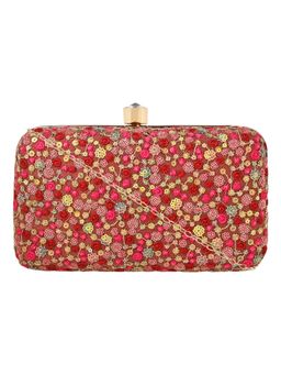 Horra - Floral Embellished Clutch Red (S)