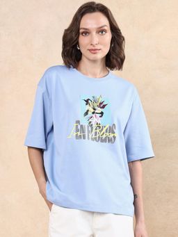 RAREISM - Klove Blue Oversized Regular T-Shirt