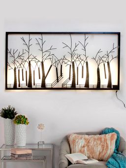 eCraftIndia - Abstract Trees View Handcrafted Iron Wall Hanging with background LED