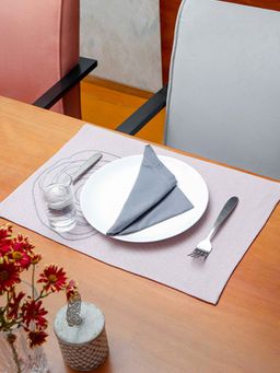 Zeba World - Pink Embroidered Dinner Table Mats & Napkins (Set of 12)