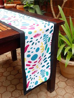 Zeba World - Multi-Color Abstract Printed Polycanvas Table Runner (Seater 6)
