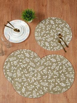 HOSTA HOMES - Brown Pure Cotton Floral Printed Table Mats (Pack of 4)