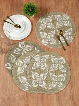 HOSTA HOMES - Brown Pure Cotton Floral Printed Table Mats (Pack of 4)