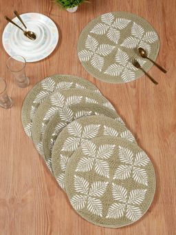 HOSTA HOMES - Brown Pure Cotton Floral Printed Table Mats (Pack of 6)