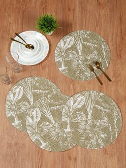 HOSTA HOMES - Brown Pure Cotton Floral Printed Table Mats (Pack of 4)