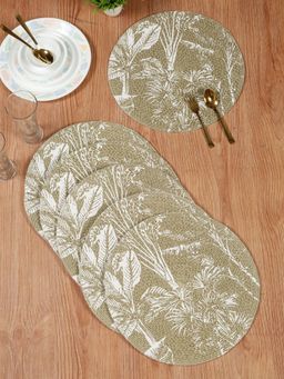 HOSTA HOMES - Brown Pure Cotton Floral Printed Table Mats (Pack of 6)