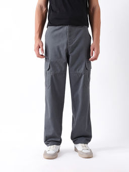 The Bear House - Grey Solid Cotton Loose Cargo