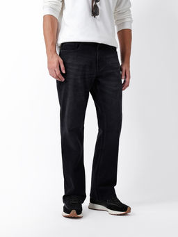 The Bear House - Black Solid Cotton Bootcut Jeans