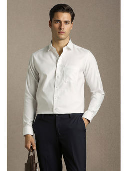Louis Philippe - White Textured Cotton Regular Shirt