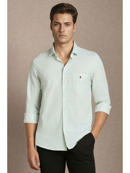 Louis Philippe - Green Printed Cotton Blend Regular Shirt