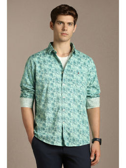 Louis Philippe - Green Printed Cotton Regular Shirt